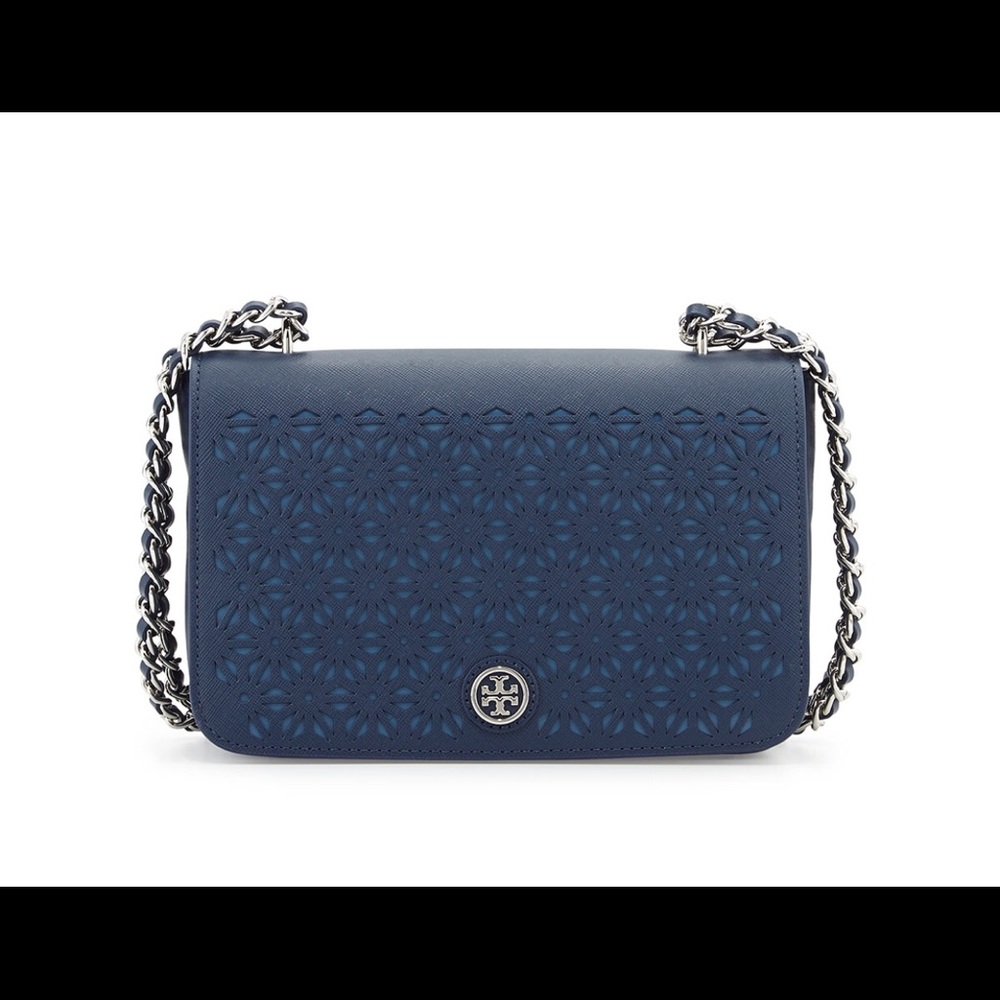 Tory Burch Robinson Floral Laser-Cut Shoulder Bag